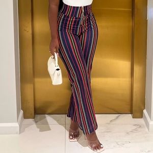 Fashion Nova Navy Multi Color Striped Pants XL
